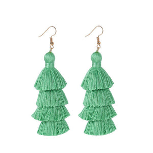 Summer Neon Tiered Long Tassel Earrings