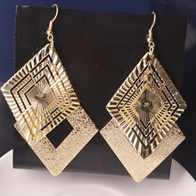 Rock Punk Big Leaf Geometric Water Drop Metal Long Dangle Earrings