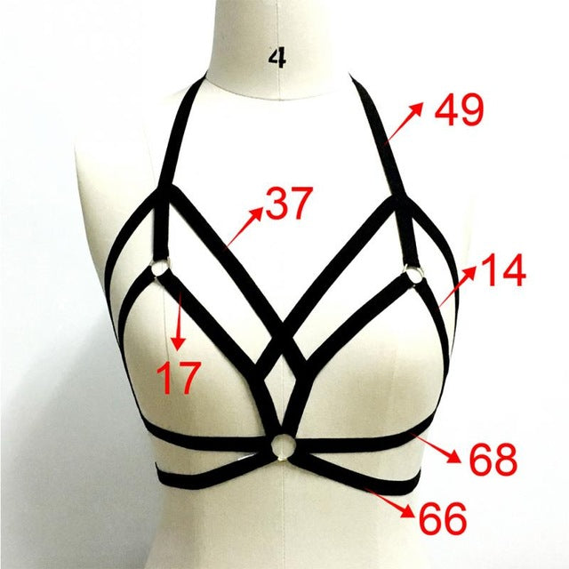 Women Halter Hollow Out Bandage Elastic Cage Strappy Bra