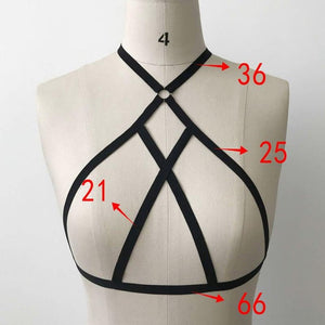 Women Halter Hollow Out Bandage Elastic Cage Strappy Bra