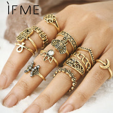 Mixed Hasma Hand Elephant Lotus Moon Knuckle Midi Rings