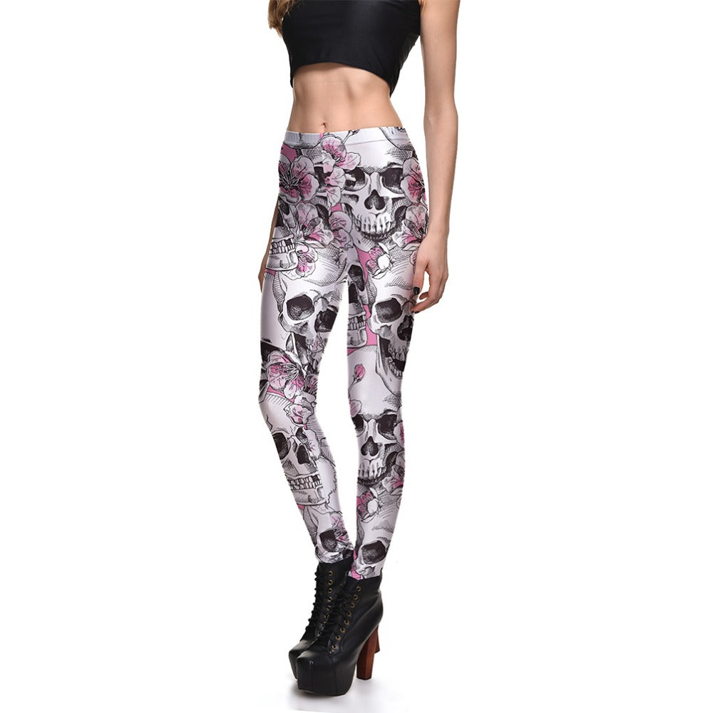 Skull Leggings New Arrival Women's Skull&Peach Blossom Leggings