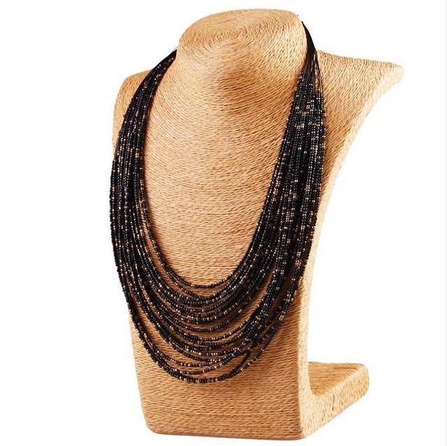 Bohemia Style 20 Layers Bib Statement Collar  Beaded Choker Necklace