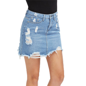 Casual High Waist Denim Pencil Skirt