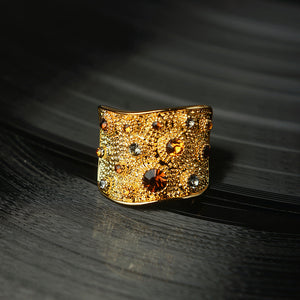 Multicoloured Rhinestones Paved Cocktail Ring