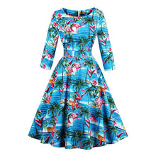 sunflowers print a-line o neck bow party elegant dress