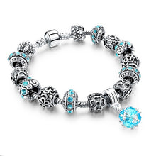 CHICVIE Blue Crystal Charm Bracelets & Bangles for Women With Beads Bracelet Femme Love Silver color Handmade Jewelry SBR160016