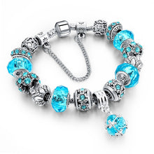 CHICVIE Blue Crystal Charm Bracelets & Bangles for Women With Beads Bracelet Femme Love Silver color Handmade Jewelry SBR160016