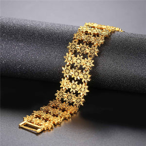 Exquisite 3 Layered Flower Bangle Gold/Silver Color