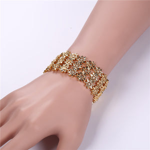 Exquisite 3 Layered Flower Bangle Gold/Silver Color