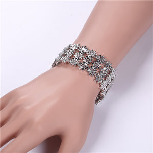 Exquisite 3 Layered Flower Bangle Gold/Silver Color