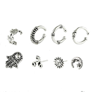 Punk Style Silver Color Ear Clip Stud Earrings