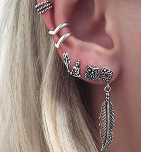 Punk Style Silver Color Ear Clip Stud Earrings