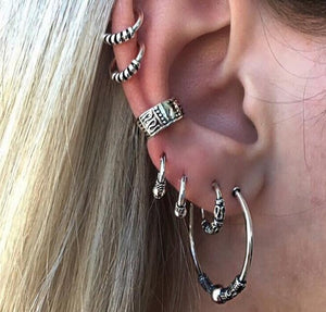 Punk Style Silver Color Ear Clip Stud Earrings