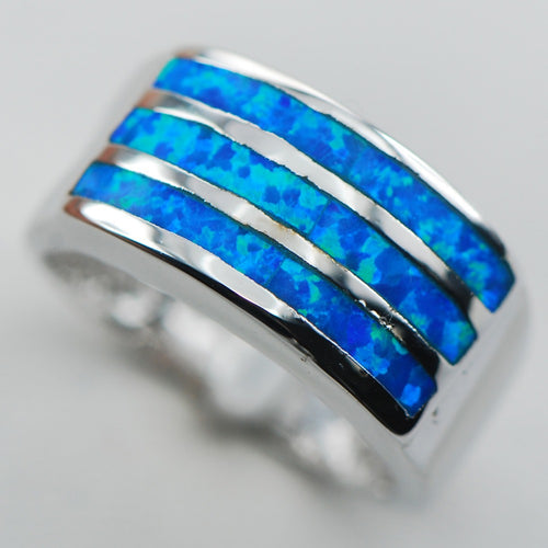 Blue Opal 925 Sterling Silver Ring Size