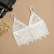 Hollow Translucent  Sheer Lace Frenum Strap Lingerie Bra