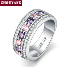 Silver Color Purple Crystals Bijoux Cubic Zirconia Ring