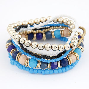 MutiLayer Beads Bracelets & Bangles for Women Elastic Strand