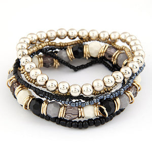 MutiLayer Beads Bracelets & Bangles for Women Elastic Strand