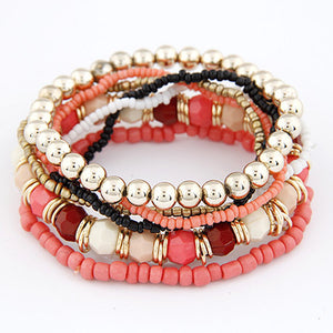 MutiLayer Beads Bracelets & Bangles for Women Elastic Strand