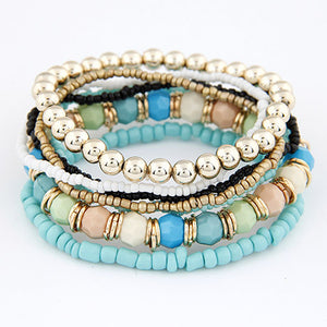 MutiLayer Beads Bracelets & Bangles for Women Elastic Strand