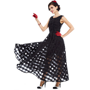 Net Yarn black A-line long organza day dress