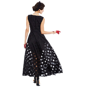 Net Yarn black A-line long organza day dress