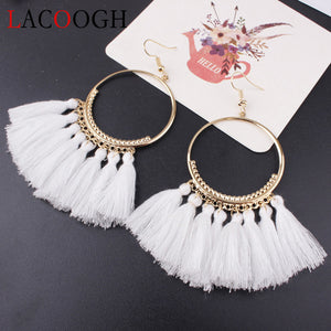 Ethnic Bohemia Drop Dangle Fringe Cotton Tassel Earrings