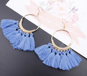 Ethnic Bohemia Drop Dangle Fringe Cotton Tassel Earrings