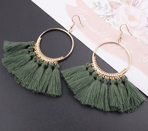 Ethnic Bohemia Drop Dangle Fringe Cotton Tassel Earrings