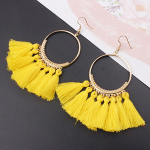 Ethnic Bohemia Drop Dangle Fringe Cotton Tassel Earrings