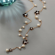 Flower Long Simulated Pearl Necklace