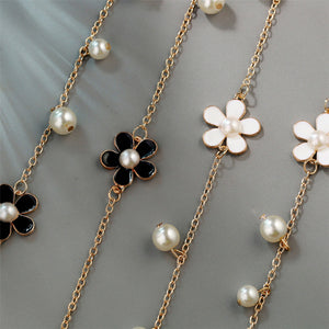 Flower Long Simulated Pearl Necklace