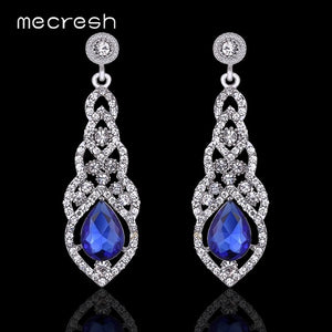 Crysta Silver Champagne Blue Color Earrings