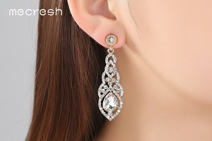 Crysta Silver Champagne Blue Color Earrings