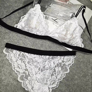 Women Transparent Lace Bra Set