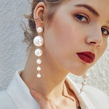 Trendy Elegant Created Big Simulated Pearl Long Earrings