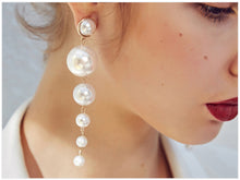 Trendy Elegant Created Big Simulated Pearl Long Earrings