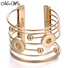 Mrs Win Snap Jewelry Gold Silver Alloy Cuff Bracelet