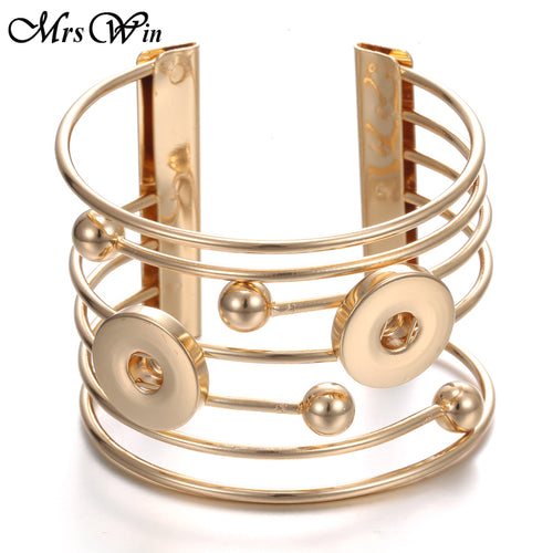 Mrs Win Snap Jewelry Gold Silver Alloy Cuff Bracelet