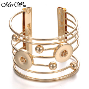 Mrs Win Snap Jewelry Gold Silver Alloy Cuff Bracelet