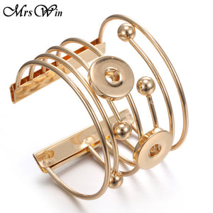 Mrs Win Snap Jewelry Gold Silver Alloy Cuff Bracelet