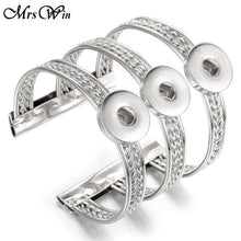 Mrs Win Snap Jewelry Gold Silver Alloy Cuff Bracelet