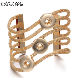 Mrs Win Snap Jewelry Gold Silver Alloy Cuff Bracelet