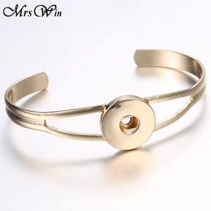 Mrs Win Snap Jewelry Gold Silver Alloy Cuff Bracelet