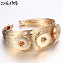 Mrs Win Snap Jewelry Gold Silver Alloy Cuff Bracelet