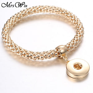 Mrs Win Snap Jewelry Gold Silver Alloy Cuff Bracelet