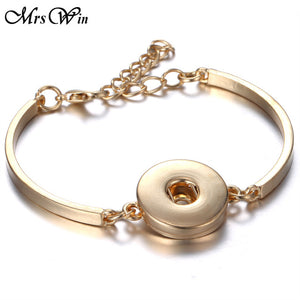 Mrs Win Snap Jewelry Gold Silver Alloy Cuff Bracelet