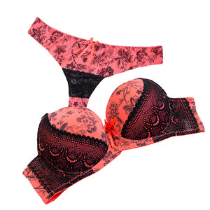 large cups push up bra set