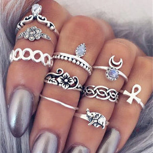 Silver Vintage Hand Knuckle Finger Ring Set